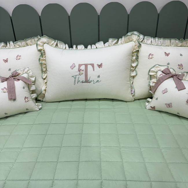 Enxoval de Cama Babá 08 Peças Borboleta Baby 140 Fios Terracota