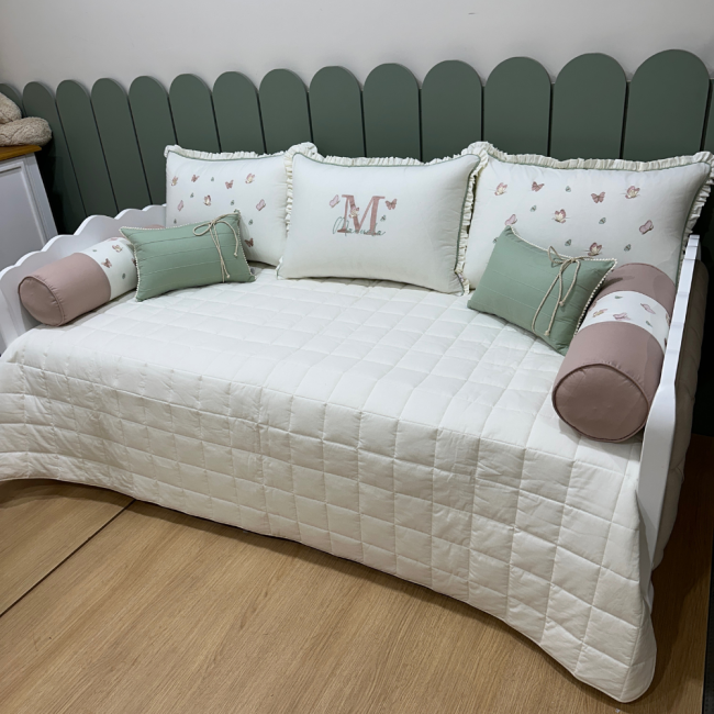 Enxoval de Cama Babá 08 Peças Borboletas Terracota Primavera