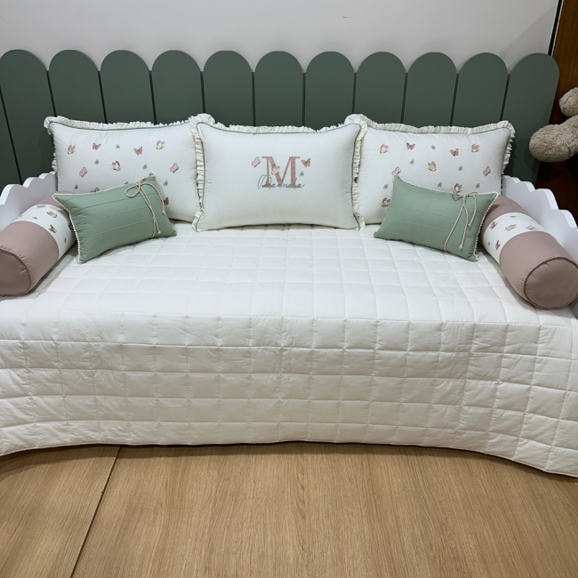 Enxoval de Cama Babá 08 Peças Borboletas Terracota Primavera