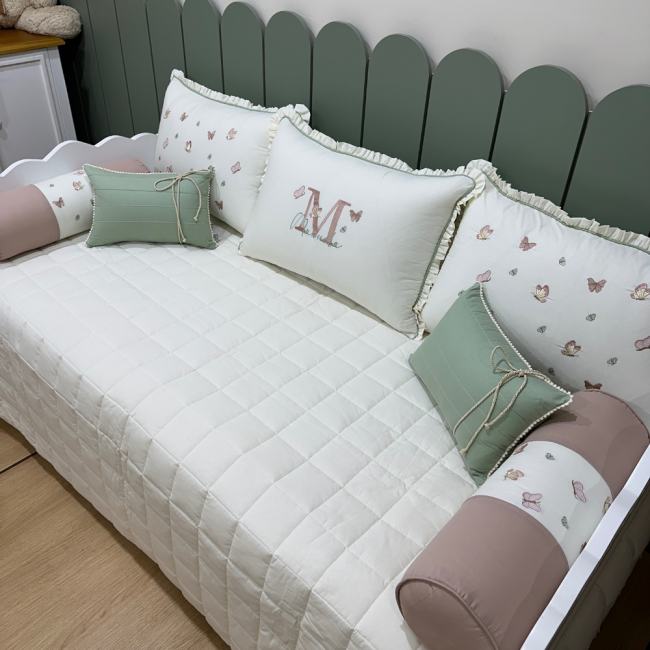 Enxoval de Cama Babá 08 Peças Borboletas Terracota Primavera