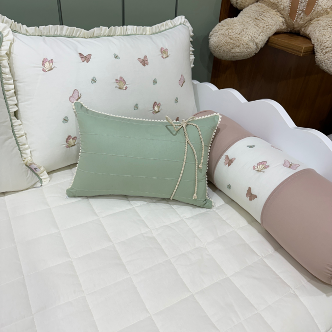Enxoval de Cama Babá 08 Peças Borboletas Terracota Primavera