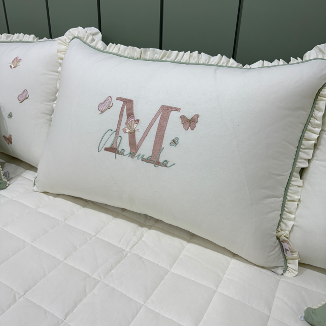 Enxoval de Cama Babá 08 Peças Borboletas Terracota Primavera