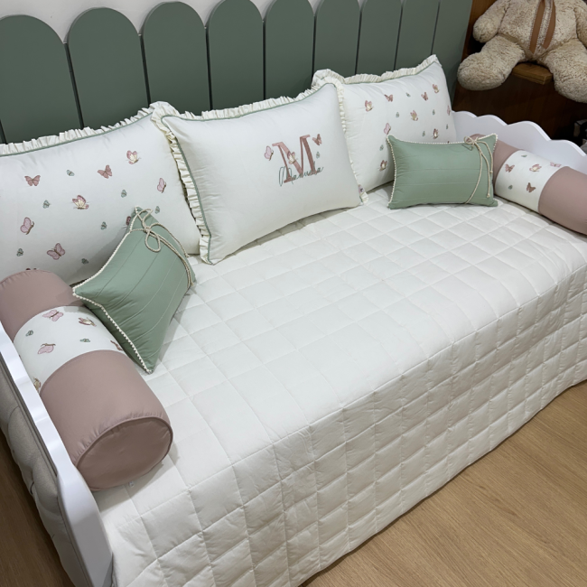 Enxoval de Cama Babá 08 Peças Borboletas Terracota Primavera