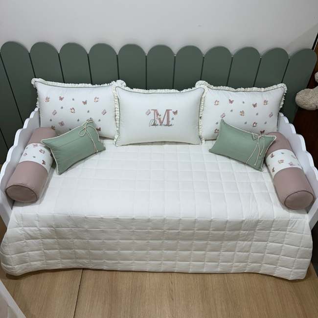 Enxoval de Cama Babá 08 Peças Borboletas Terracota Primavera