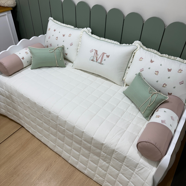 Enxoval de Cama Babá 08 Peças Borboletas Terracota Primavera