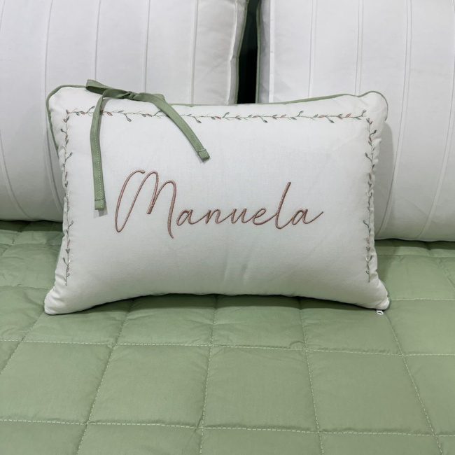 Enxoval de Cama Babá 08 Peças com nome Manuela 200 Fios 9049
