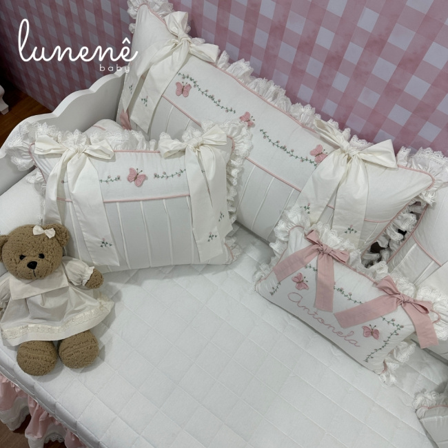 Enxoval de Cama Babá 08 Peças Jardim das Borboletas Antonela 4684