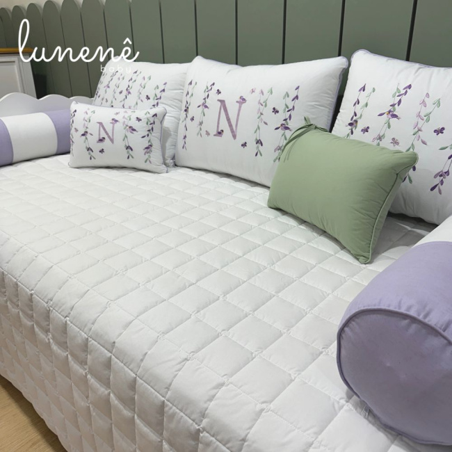 Enxoval de Cama Babá 08 Peças Primavera Baby Passarinhos Lilás 200 Fios