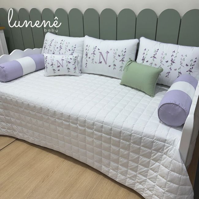 Enxoval de Cama Babá 08 Peças Primavera Baby Passarinhos Lilás 200 Fios