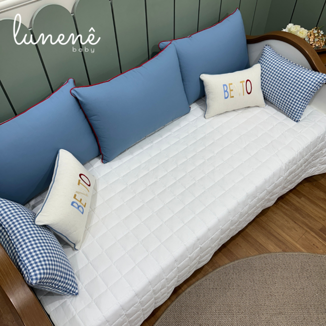 Enxoval de Cama Babá 08 peças Xadrez Azul Bento 4681