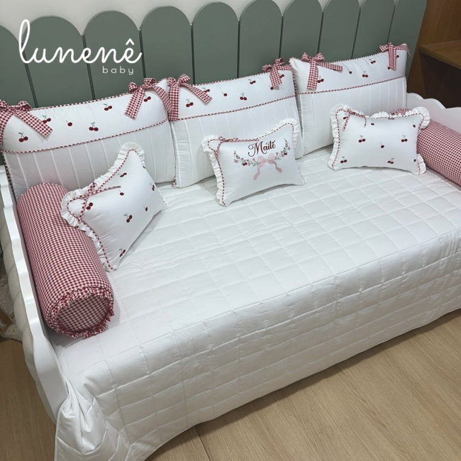 Enxoval de Cama Babá 09 Peças Cerejinha Vermelha 200 Fios 4372