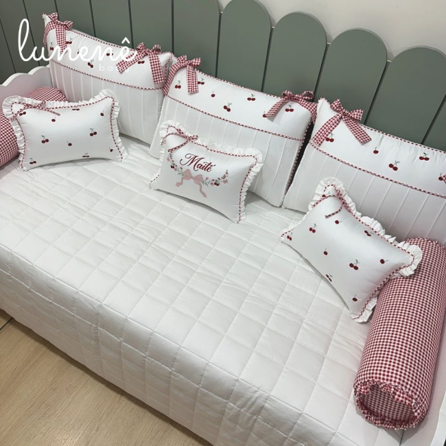 Enxoval de Cama Babá 09 Peças Cerejinha Vermelha 200 Fios 4372