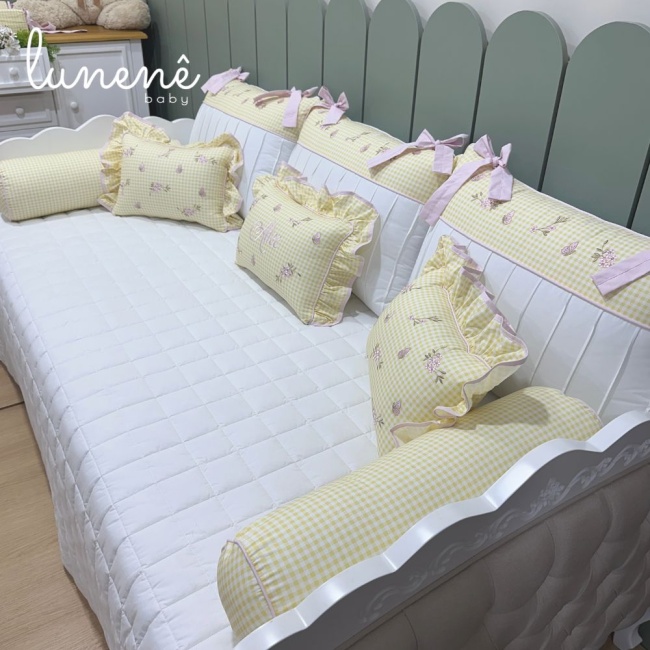Enxoval de Cama Babá 09 peças com nome Alice 200 Fios 9050