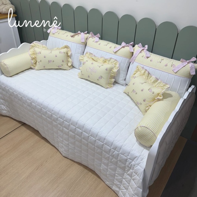Enxoval de Cama Babá 09 peças com nome Alice 200 Fios 9050