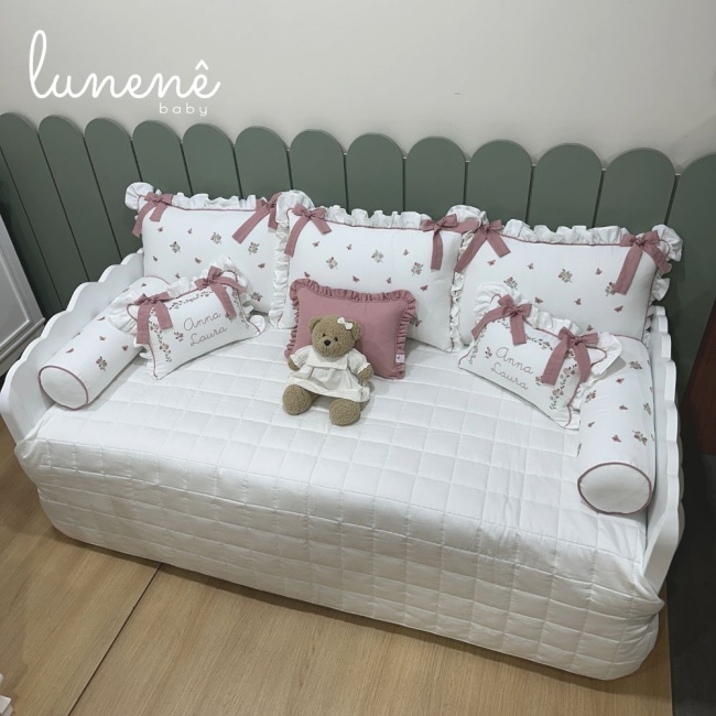 Enxoval de Cama Babá 09 Peças Piquezinho Floral 400 Fios 4528