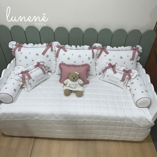 Enxoval de Cama Babá 09 Peças Piquezinho Floral 400 Fios 4528