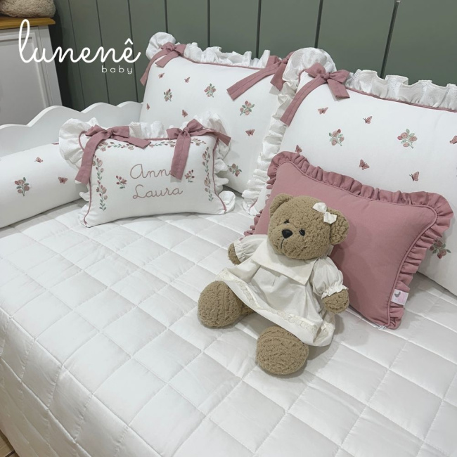 Enxoval de Cama Babá 09 Peças Piquezinho Floral 400 Fios 4528