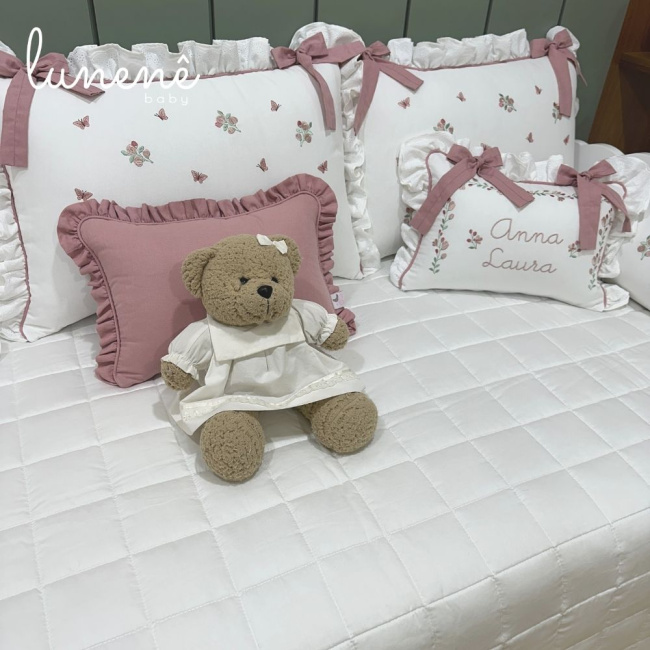 Enxoval de Cama Babá 09 Peças Piquezinho Floral 400 Fios 4528