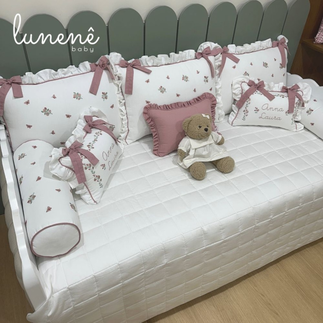 Enxoval de Cama Babá 09 Peças Piquezinho Floral 400 Fios 4528