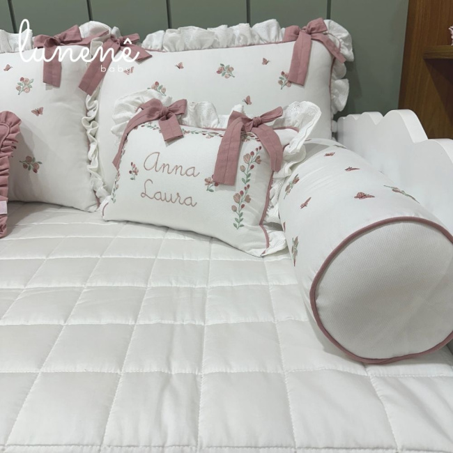 Enxoval de Cama Babá 09 Peças Piquezinho Floral 400 Fios 4528