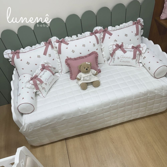 Enxoval de Cama Babá 09 Peças Piquezinho Floral 400 Fios 4528