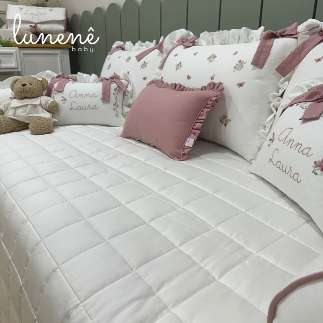 Enxoval de Cama Babá 09 Peças Piquezinho Floral 400 Fios 4528
