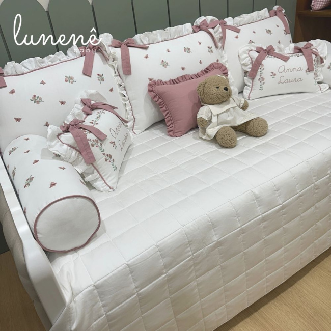 Enxoval de Cama Babá 09 Peças Piquezinho Floral 400 Fios 4528