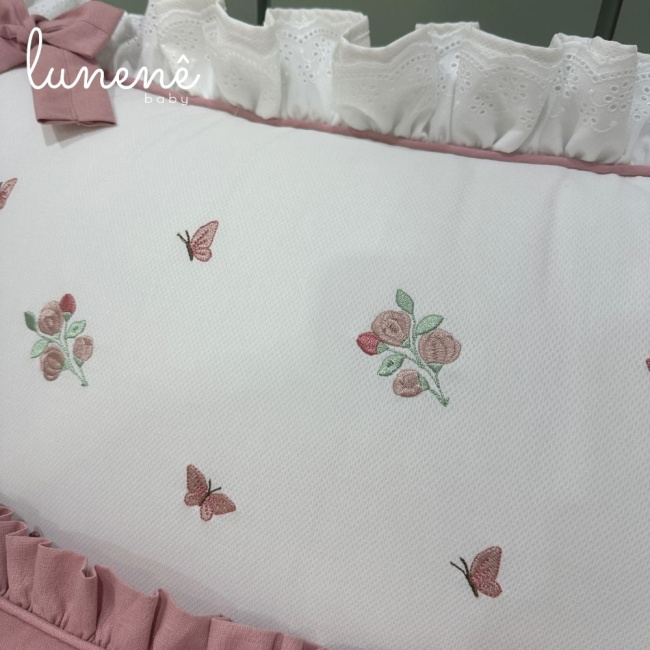 Enxoval de Cama Babá 09 Peças Piquezinho Floral 400 Fios 4528