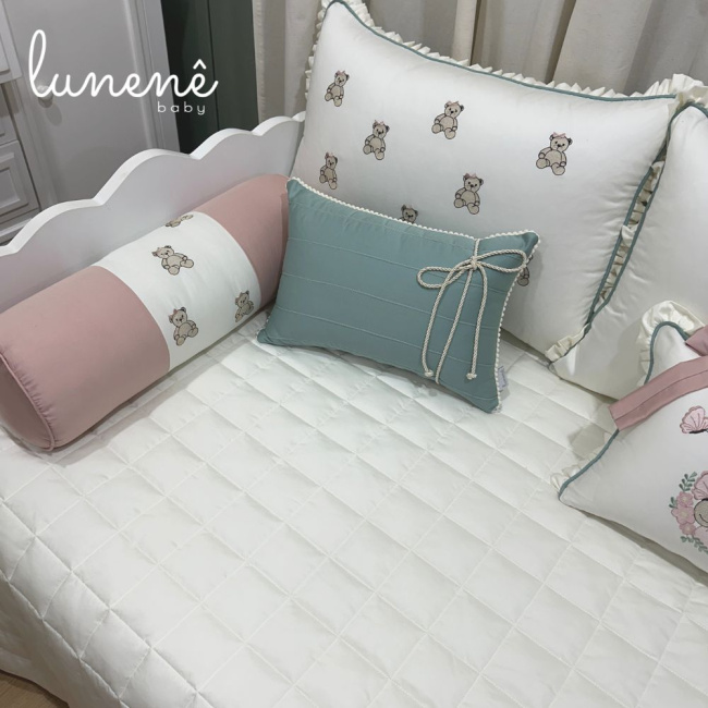 Enxoval de Cama Babá 09 Peças Personalizado Ursinha Izzy 400 Fios 4602
