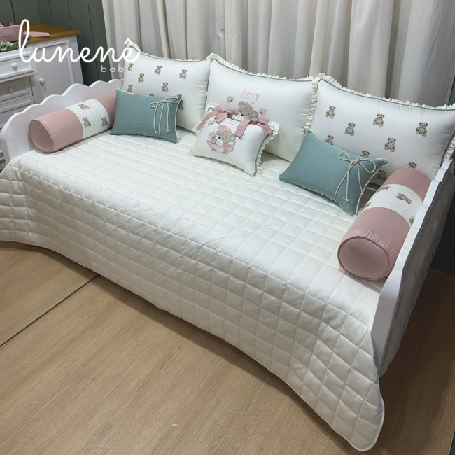 Enxoval de Cama Babá 09 Peças Personalizado Ursinha Izzy 400 Fios 4602