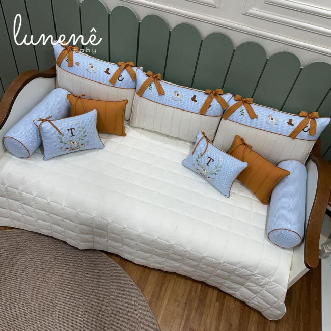 Enxoval de Cama Babá 10 Peças Cavalinho Xadrez & Caramelo 4676