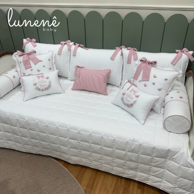 Enxoval de Cama Babá 11 Peças Xadrez Rosa 4695