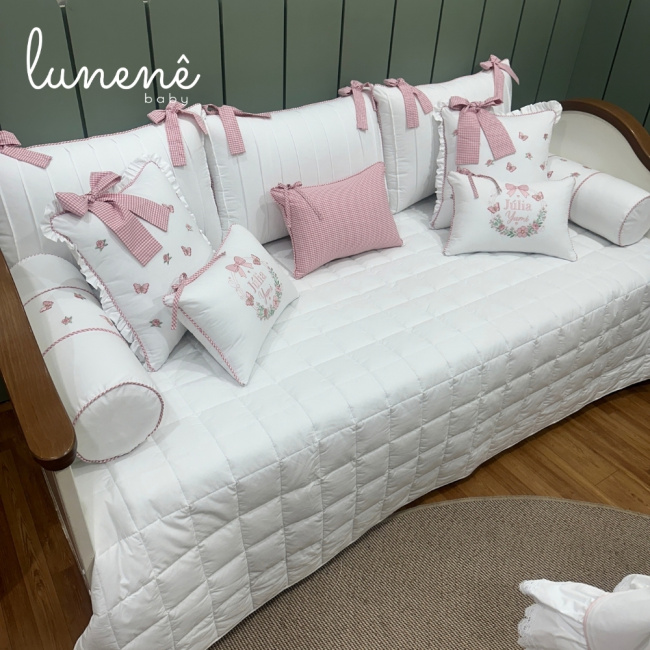 Enxoval de Cama Babá 11 Peças Xadrez Rosa 4695