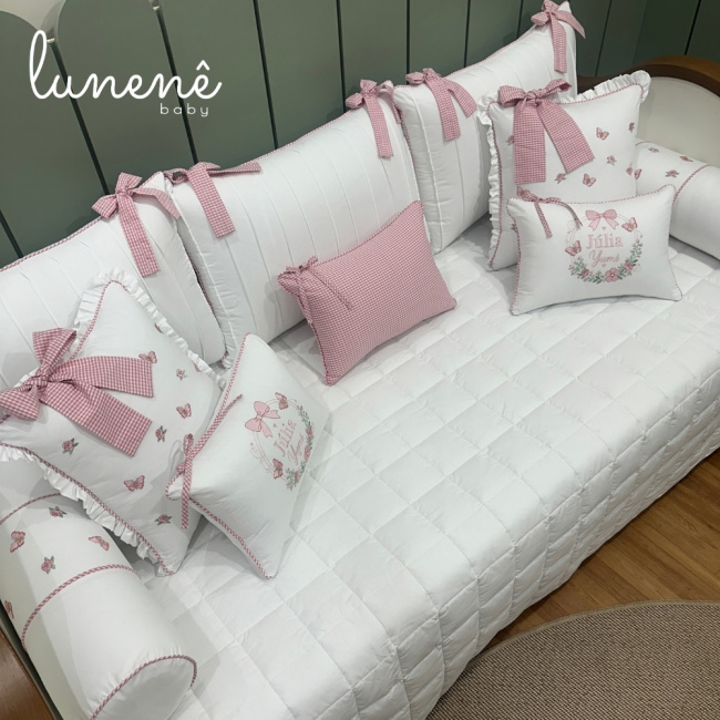 Enxoval de Cama Babá 11 Peças Xadrez Rosa 4695