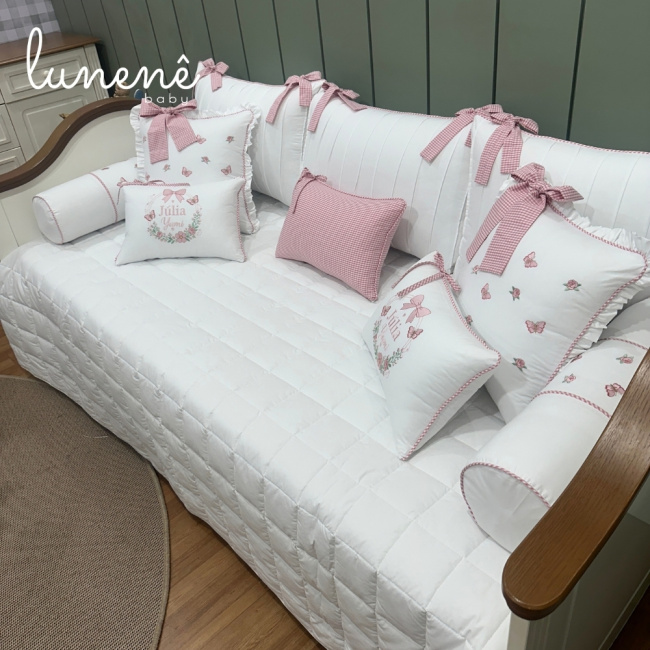 Enxoval de Cama Babá 11 Peças Xadrez Rosa 4695