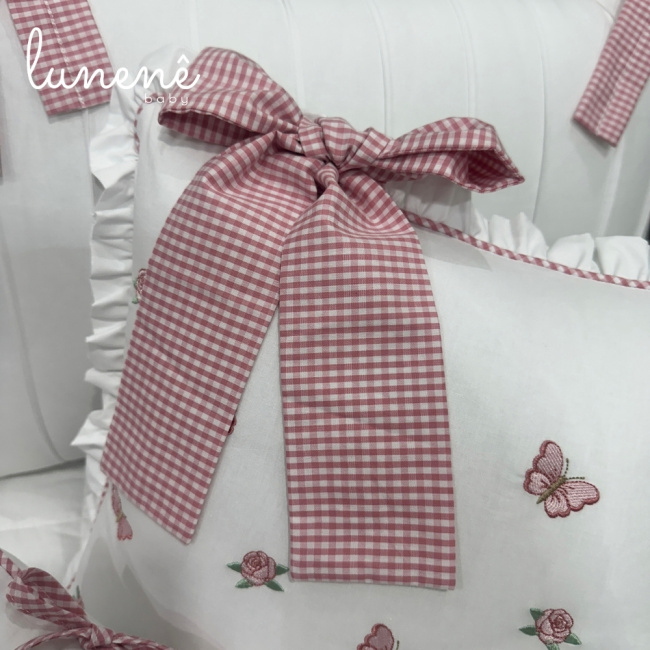 Enxoval de Cama Babá 11 Peças Xadrez Rosa 4695