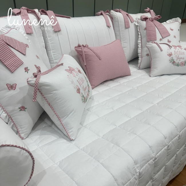 Enxoval de Cama Babá 11 Peças Xadrez Rosa 4695