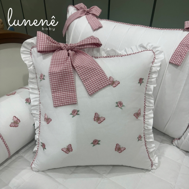 Enxoval de Cama Babá 11 Peças Xadrez Rosa 4695