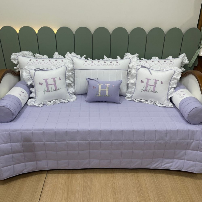 Enxoval de Cama Babá Personalizado 09 Peças Flor Lavanda 200 Fios 4459