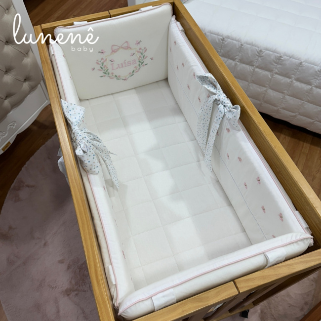 Enxoval de Mini Berço Personalizado 07 Peças Luísa 200 Fios 9587