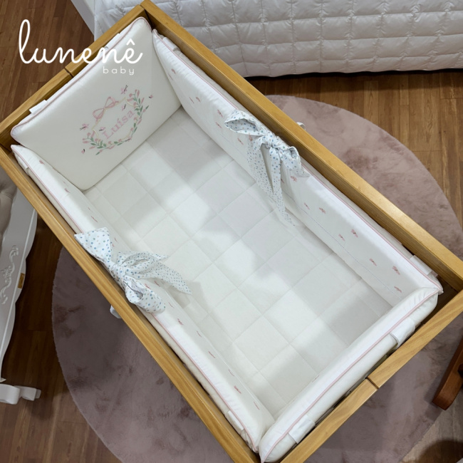 Enxoval de Mini Berço Personalizado 07 Peças Luísa 200 Fios 9587