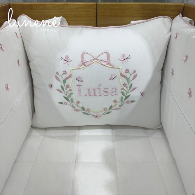 Enxoval de Mini Berço Personalizado 07 Peças Poá Colorido 200 Fios 4546