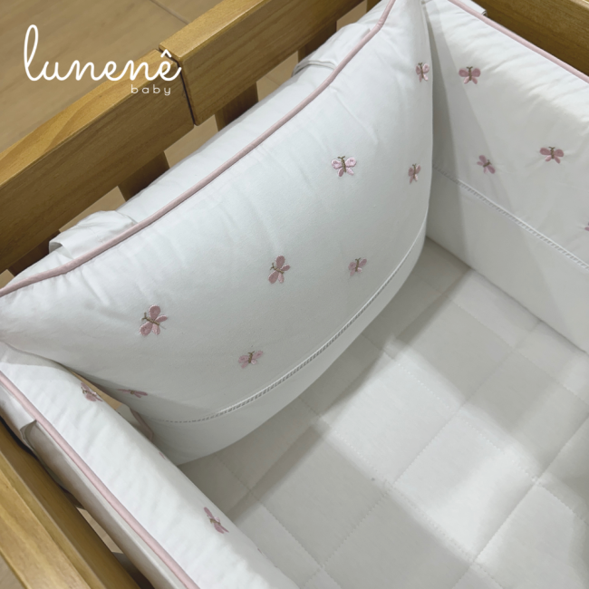 Enxoval de Mini Berço Personalizado 07 Peças Poá Colorido 200 Fios 4546