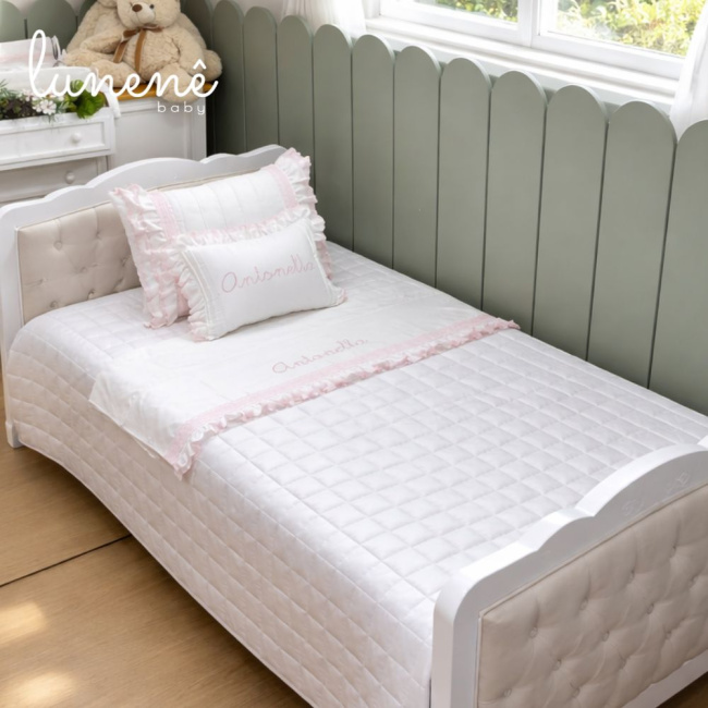 Enxoval de Solteiro 06 Peças Lunenê Baby Castelli Rosa 400 Fios 4583