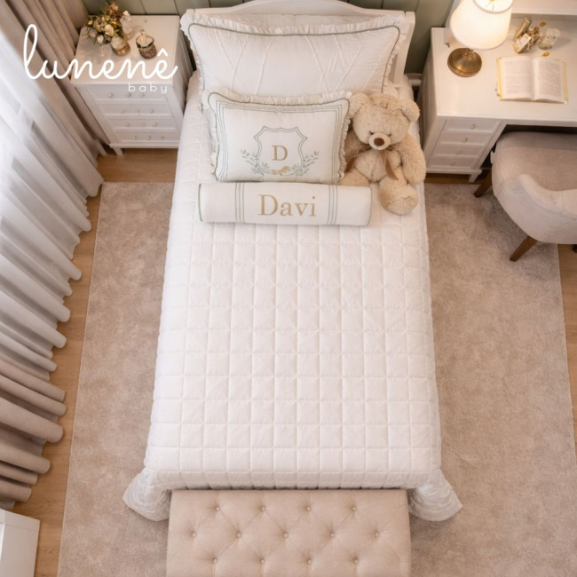 Enxoval de Solteiro Personalizado 04 Peças Cavalinho Brasão Baby 400 Fios 4529