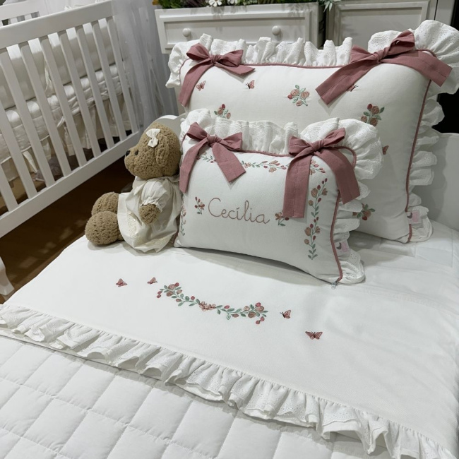 Enxoval de Solteiro Personalizado 04 Peças Piquezinho Floral 400 Fios 4528