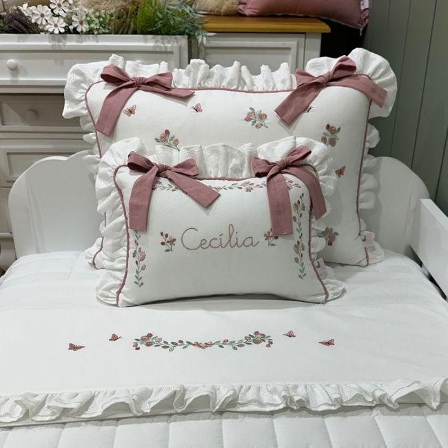 Enxoval de Solteiro Personalizado 04 Peças Piquezinho Floral 400 Fios 4528