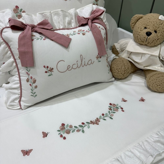 Enxoval de Solteiro Personalizado 04 Peças Piquezinho Floral 400 Fios 4528