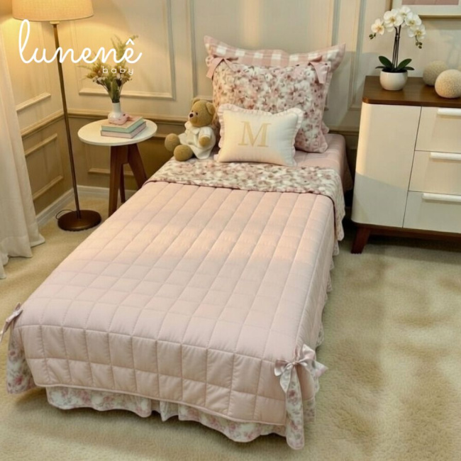 Enxoval de Solteiro Personalizado 05 Peças Flores do Campo 200 Fios