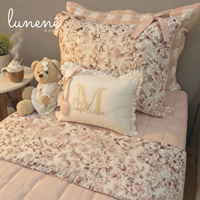 Enxoval de Solteiro Personalizado 05 Peças Flores do Campo 200 Fios